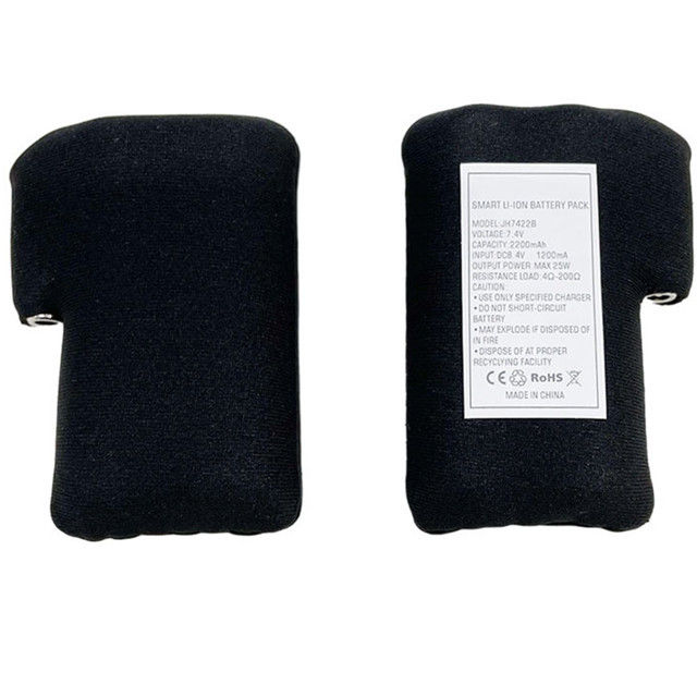 Czarny materiał owinięty 18650 akumulator litowo-jonowy 2S1P 7.4V 2000mAh 2200mAh 2600mAh 3500mAh akumulatory do podgrzewanych rękawiczek