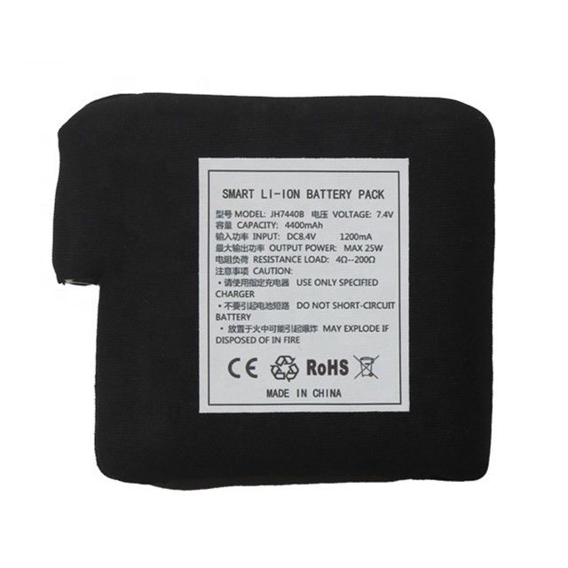 Czarna bateria owinięta w tkaninę 7,4V 4400mAh 5200mAh 6400mAh 7000mAh Baterie do kamizelki ogrzewanej